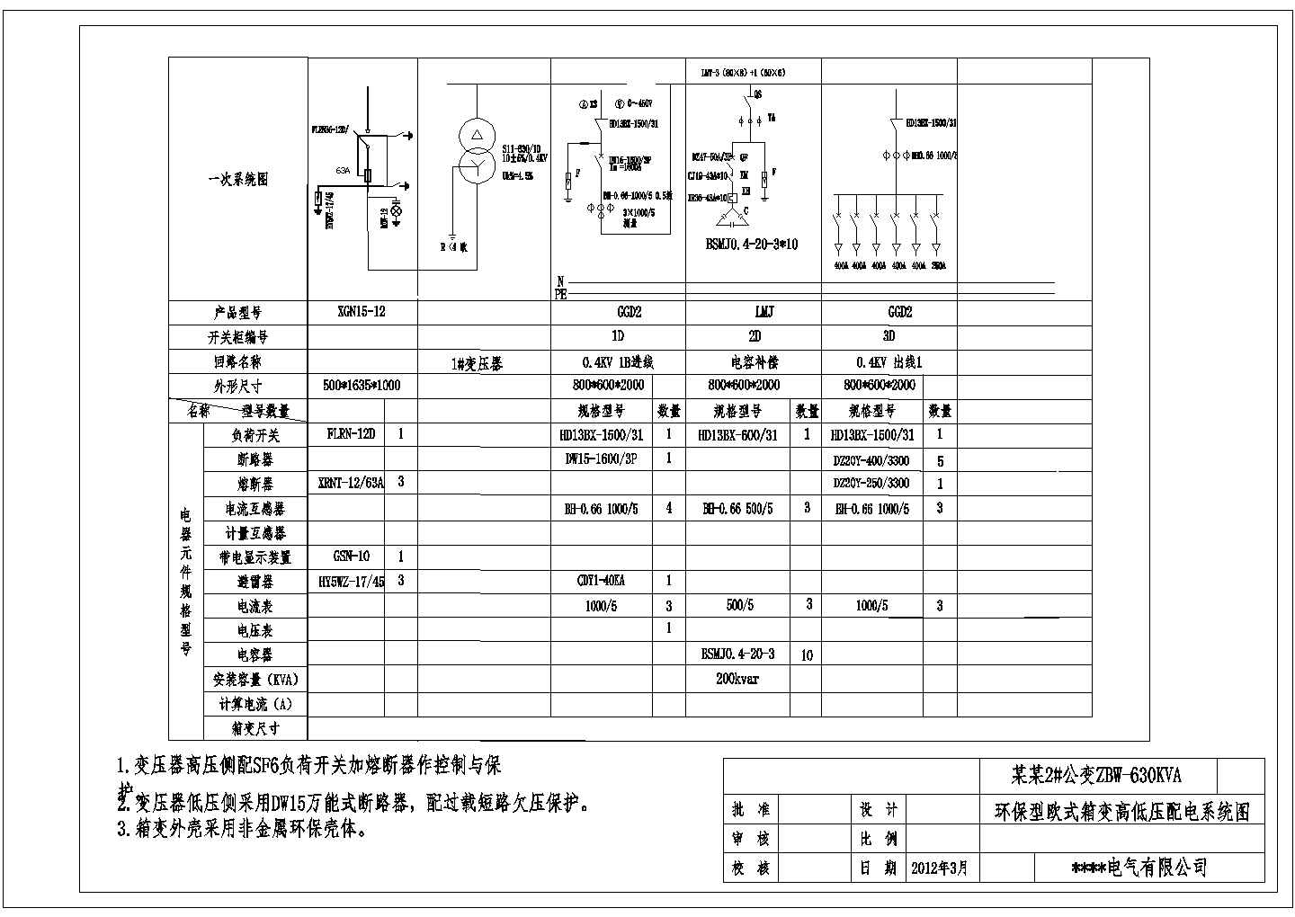 某地区江景住宅小区高低压配电设备电气图