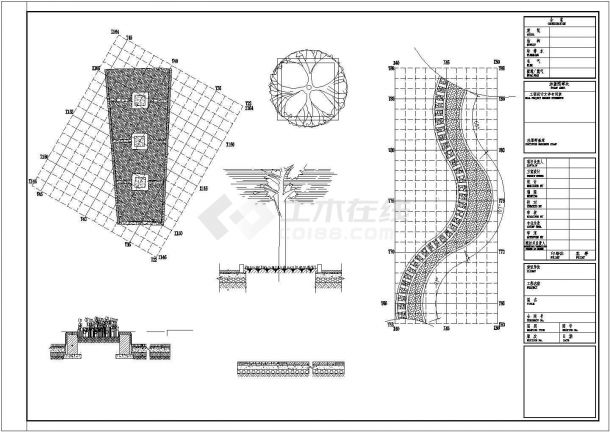 某住宅小区七个景观小品设计施工图纸-图二