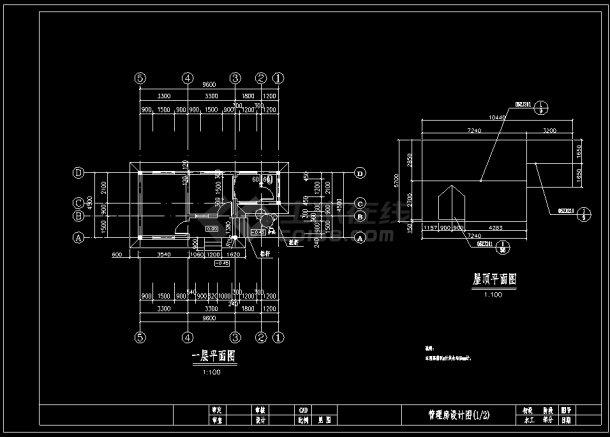 30平方小型水库管理用房建筑设计CAD图-图二