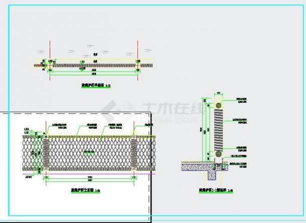 麻绳护栏、麻绳栏杆、麻绳防腐木栏杆建筑图-图一