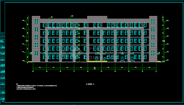 某地五层框架结构综合办公楼建筑设计CAD图-图二