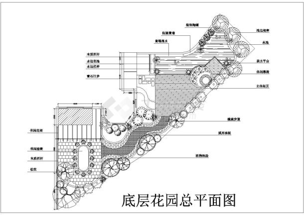 某地区私家花园铺装及绿化设计方案图-图一