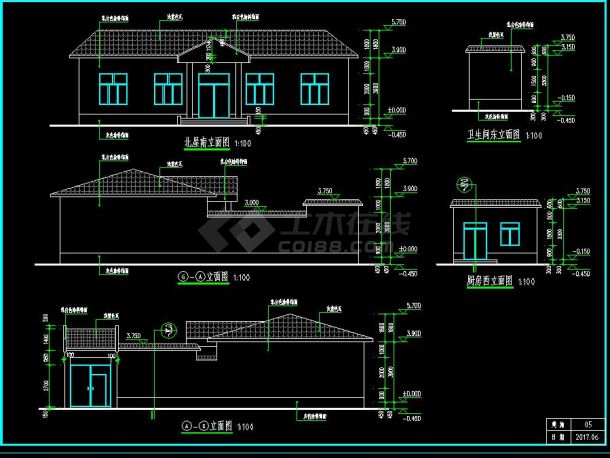 一层农村带院坡顶自建房建筑设计图纸-图二