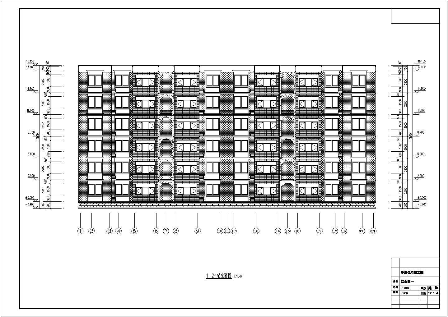 某地六层混合结构住宅建筑设计施工图纸