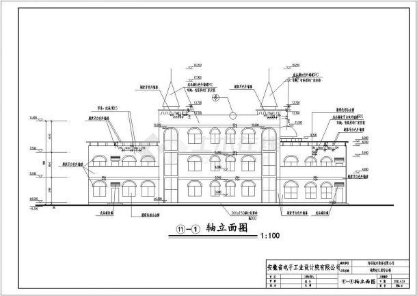 寿县某地三层框架结构幼儿园综合楼建筑设计施工图纸-图一