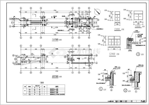 台州某框架结构厂区传达室建筑设计施工图纸-图二