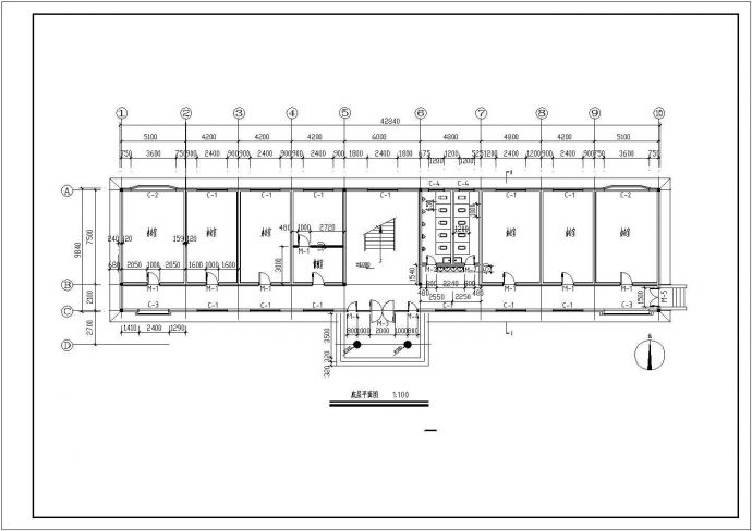 某公司办公楼建筑设计CAD图纸（共16张）_图1