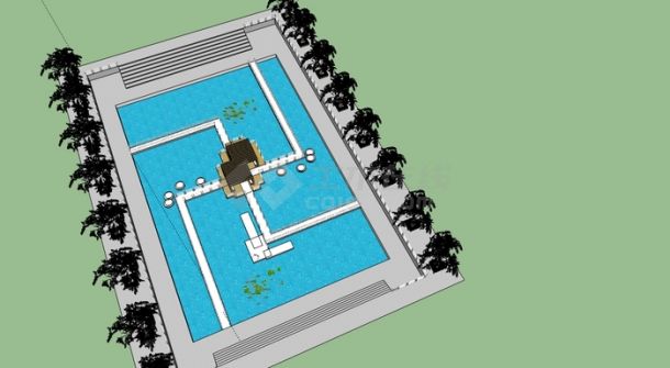 佛家放生池模型设计-图一