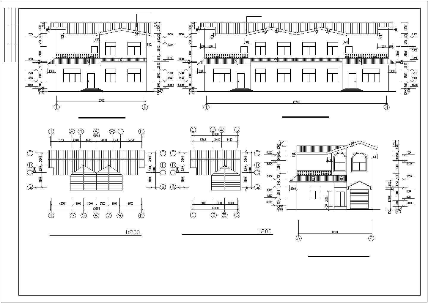 某小区别墅建筑设计施工CAD图纸