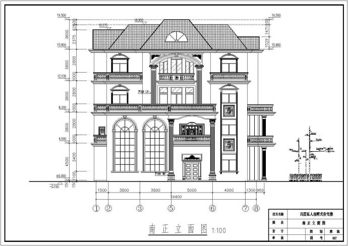 某地四层框架结构豪华别墅建筑设计施工图纸_图1