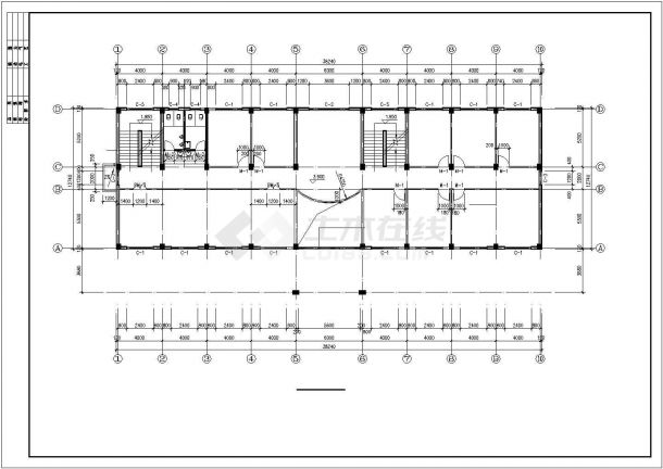 某地小型六合办公楼建筑设计图（共6张）-图二