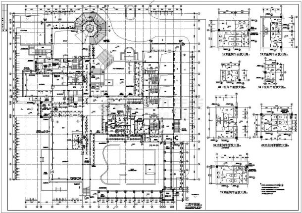 某地区会所详细建筑施工图（共7张）-图二