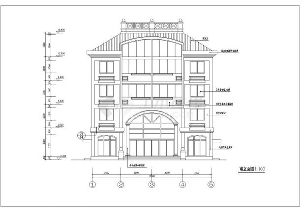某地五层独立住宅CAD建筑图（共13张）-图二