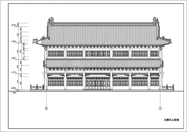 某地多层框架结构仿古建筑设计施工图纸-图一