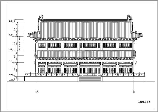 某地多层框架结构仿古建筑设计施工图纸-图二