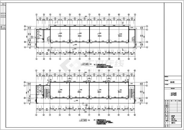 某地三层框架结构教学楼建筑设计方案图-图二