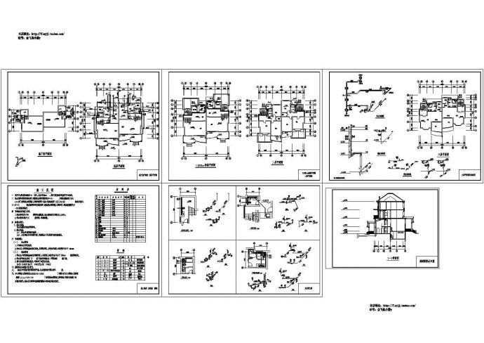 4层双拼叠拼复式私家花园别墅弱电建施cad图，共二十一张_图1