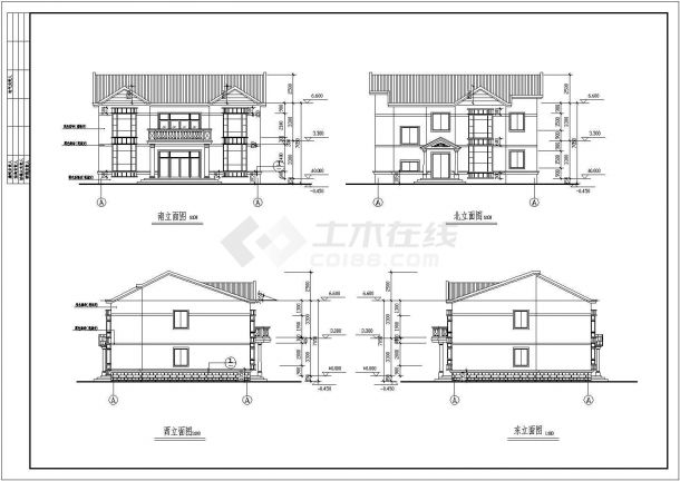 某小区三套别墅建筑设计方案图（共9张）-图一