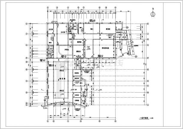 某文化娱乐中心建筑CAD施工图（共8张）-图二