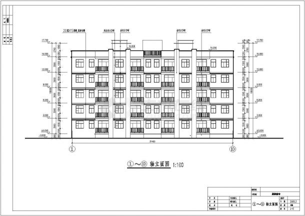 某地五层框架结构宿舍楼建筑设计方案图-图二