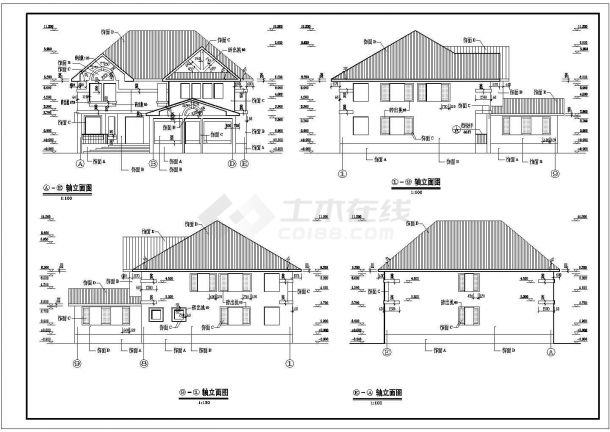 某景区别墅建筑设计施工图（共4张）-图一