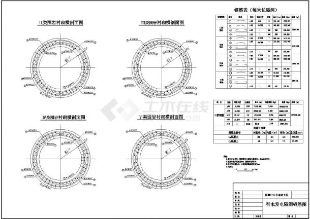 隧洞进水口及钢筋图（根据围岩类别设计）-图一