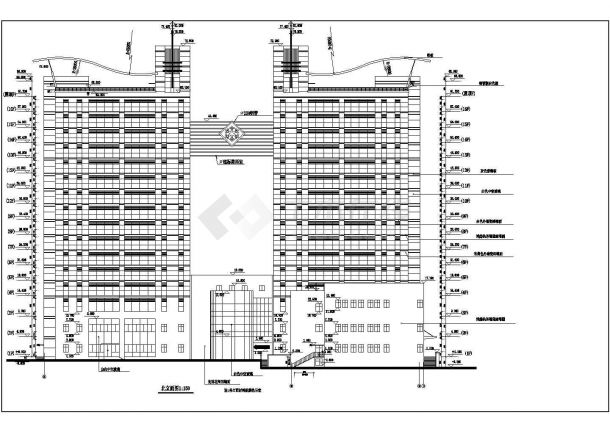 某地高层框架结构双子楼酒店建筑方案图-图二