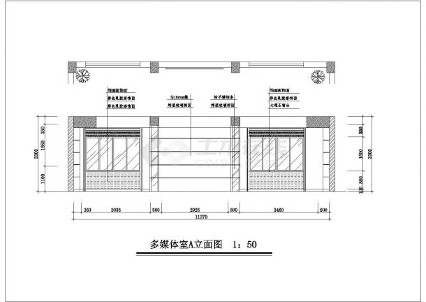三层办公楼整体装修建筑图（标注详细）-图二