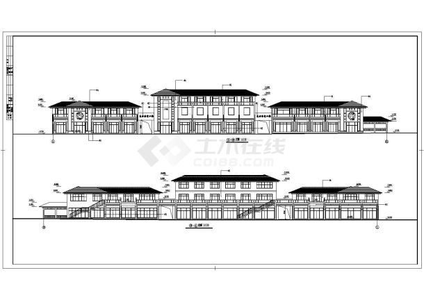 某地商业街设计建筑图（简单共四张）-图二