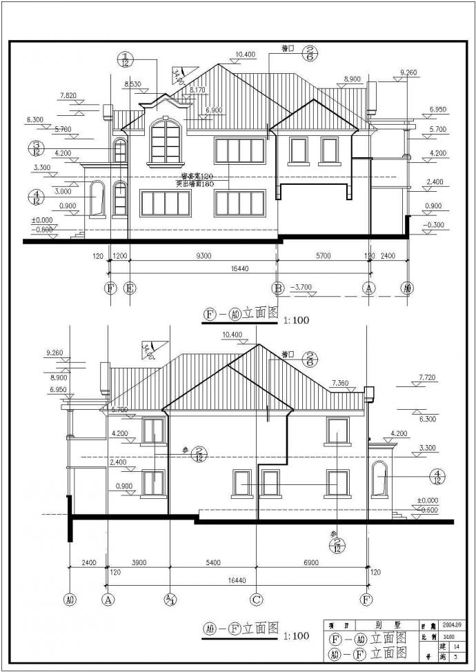 某地美式别墅建筑设计施工图（共14张）_图1