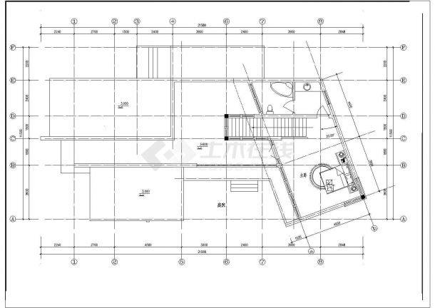 现代风车别墅建筑CAD设计施工图纸-图二