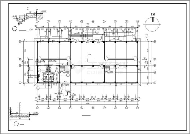 某地大型五层办公楼建筑施工图（共12张）-图二