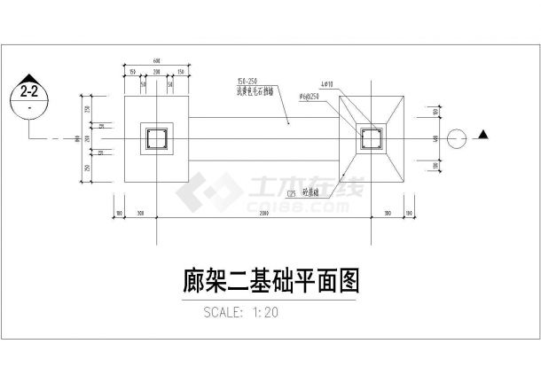 两套带矮墙防腐木廊架全套施工图纸-图二