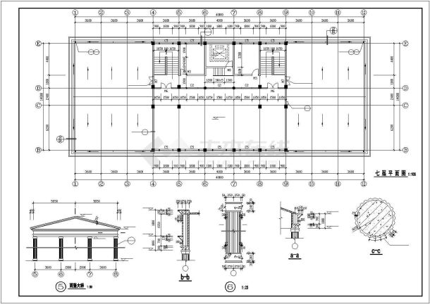 精美实用的欧式办公楼建筑设计图（标注详细）-图二