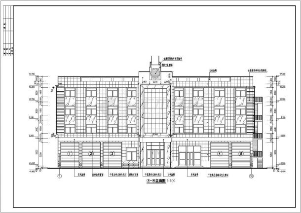 某地四层框架结构消防队综合楼建筑设计施工图-图一