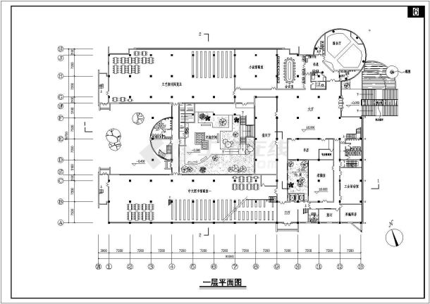 比较详细的农大图书馆建筑cad图纸（共6张）-图一