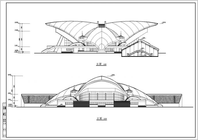 某大学飞鸟状体育馆建筑设计方案图纸_图1