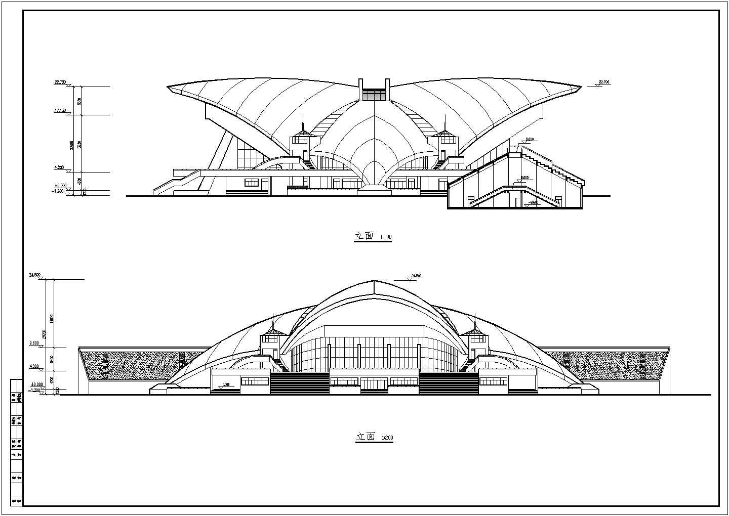 某大学飞鸟状体育馆建筑设计方案图纸