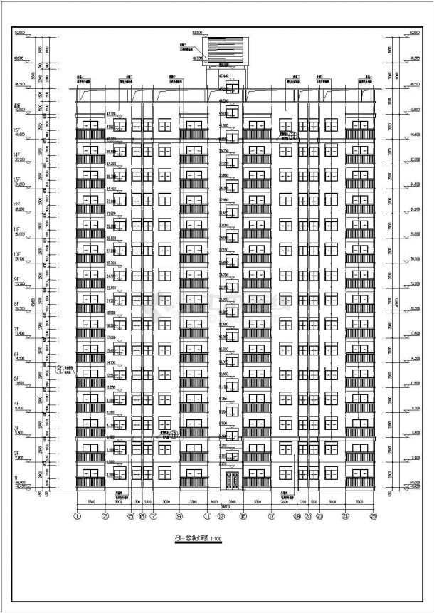 某地区十五层剪力墙结构住宅楼建筑设计方案图-图一