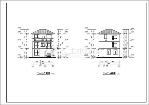 某小区三层别墅建筑设计施工图（共12张）-图一