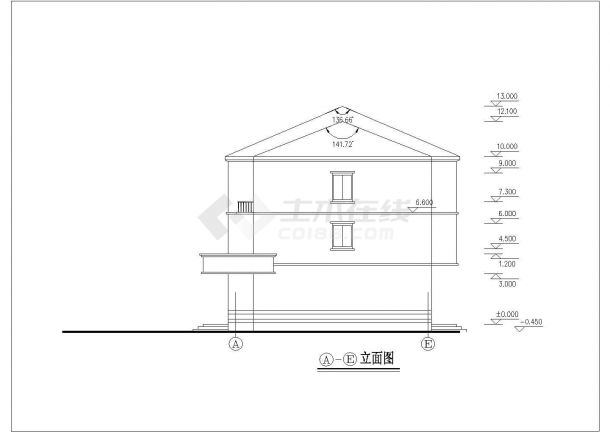某地三层别墅建筑施工图（共9张）-图二