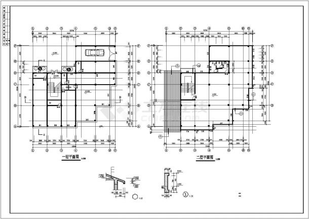 某地小型四层办公综合楼建筑设计图（共6张）-图一