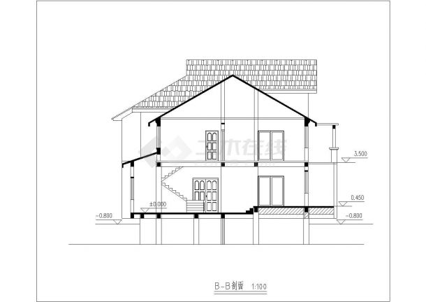 某小区三层小别墅建筑设计施工图（共7张）-图二