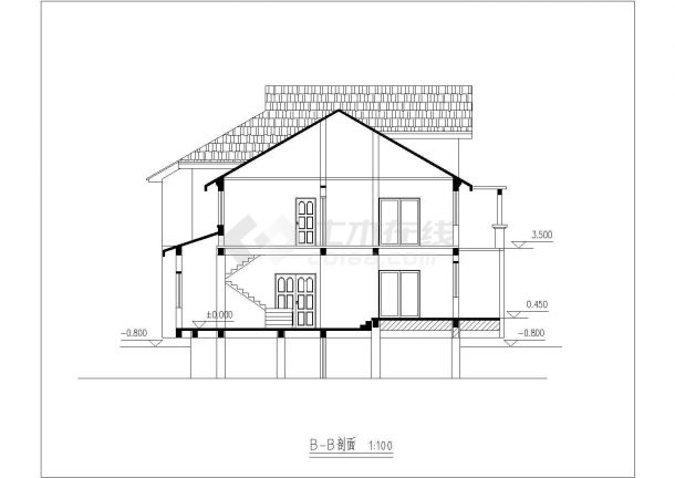 某地三层小别墅建筑设计施工图（共7张）-图二
