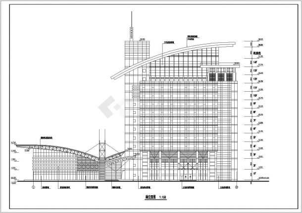 青岛某地框架结构多功能车站建筑设计图-图一