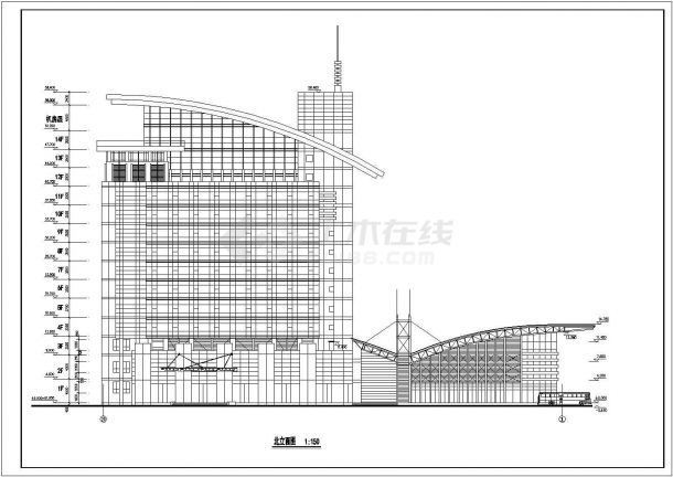 青岛某地框架结构多功能车站建筑设计图-图二