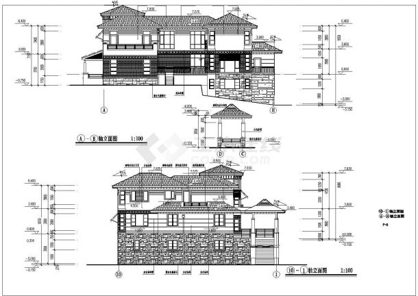 某地三层框架结构别墅建筑设计图纸-图一