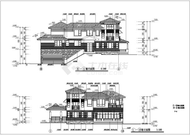 某地三层框架结构别墅建筑设计图纸-图二