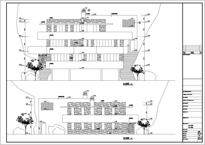 某地3层砌体结构山地流水别墅建筑方案_图1