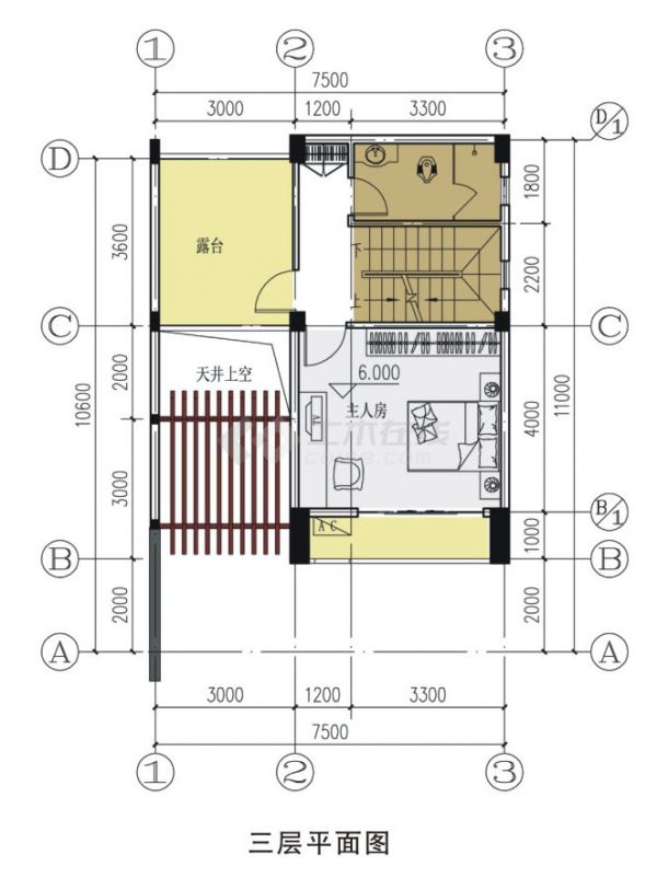 80平方米框架结构住宅设计cad图，含效果图-图一